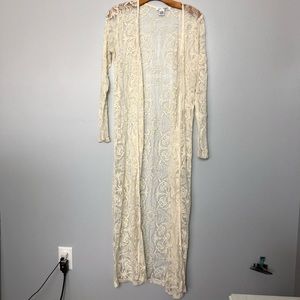 Floor length lace cardigan